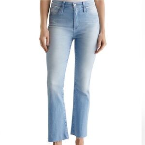 AG Adriano Goldschmied Farrah High Waist Cropped Bootcut Frayed Jeans in Coastal